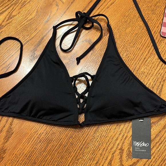Black Mosso Halter style, Strappy bikini top with front corset cleavage … - Picture 2 of 8